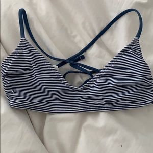 Striped blue bikini top